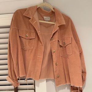 American Eagle Cropped Salmon Corduroy Jacket